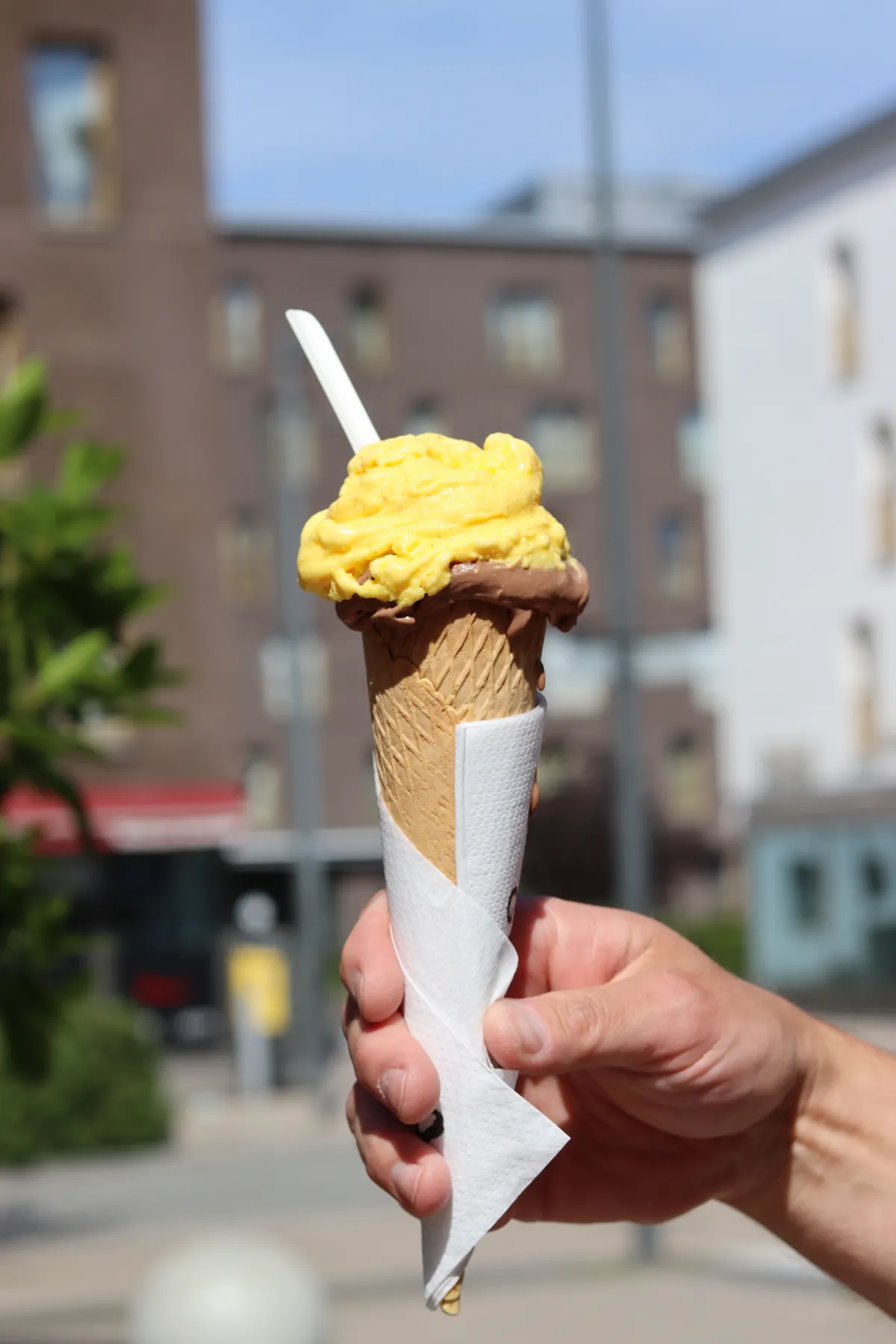 Dagsfärsk gelato i strut